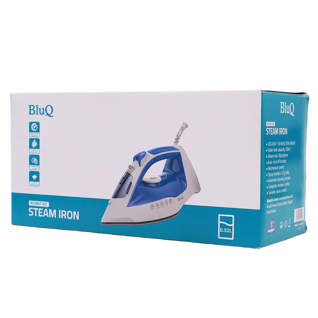 BluQ Steam Iron ceramic coating Auto drip Auto- shut Off Self Cleaning 2400 W - view 2