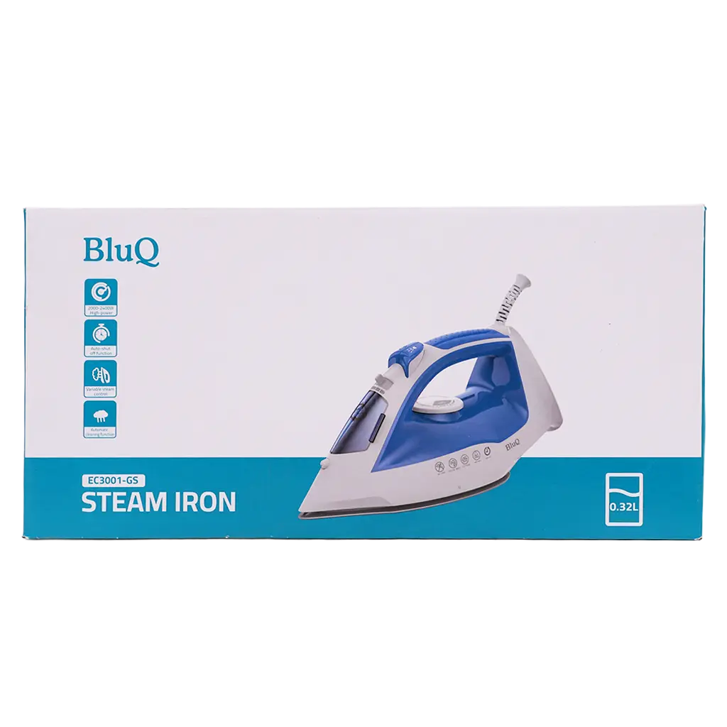BluQ Steam Iron ceramic coating Auto drip Auto- shut Off Self Cleaning 2400 W - view 3