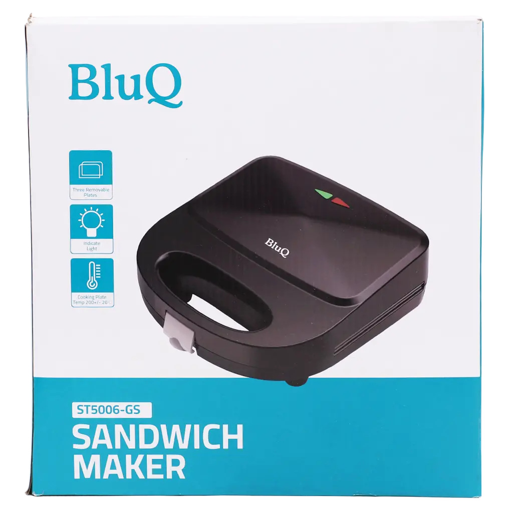 BluQ Sandwich Maker 3in1 Versatile Interchangeable Grill and Waffle Plates 700 W - view 3