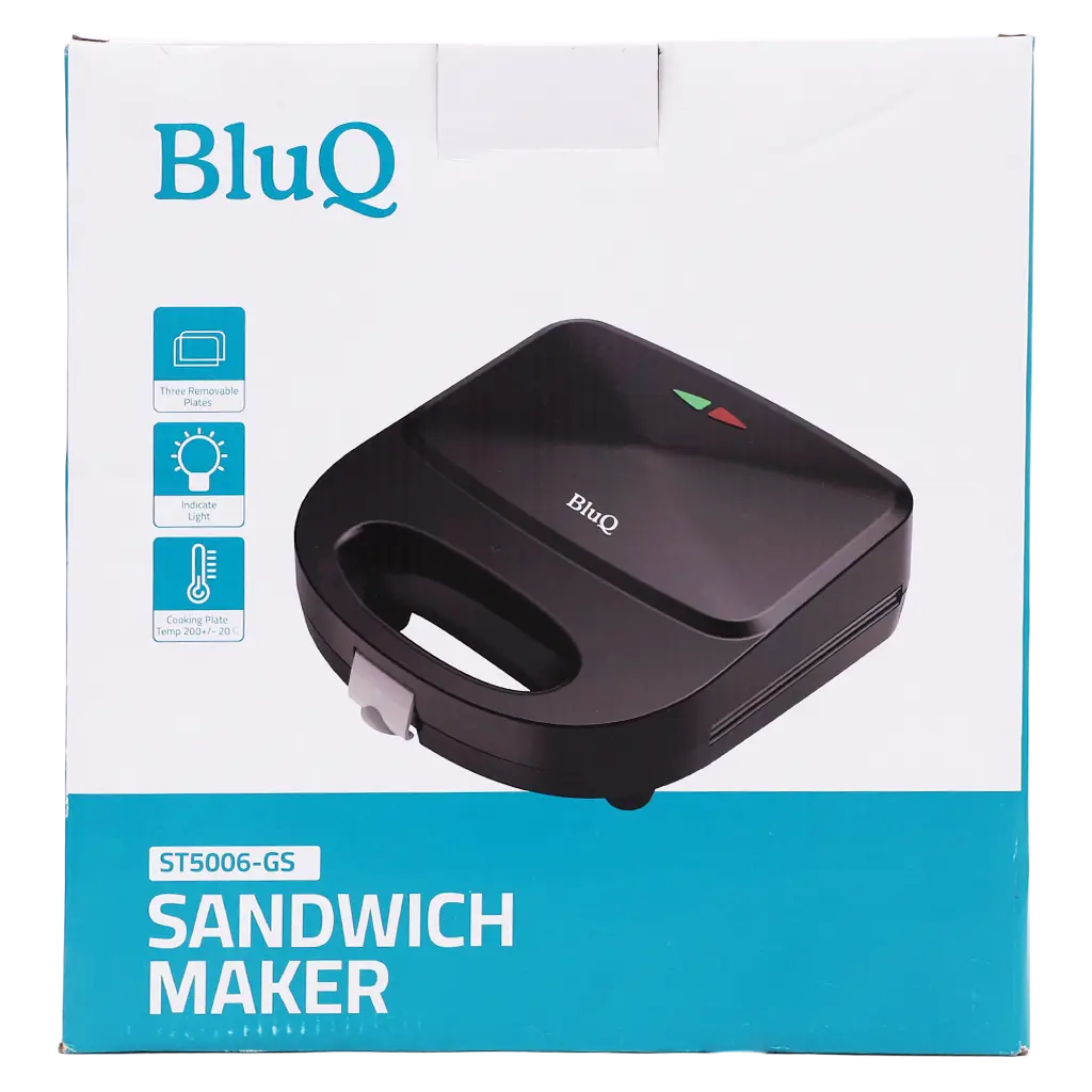 BluQ Sandwich Maker 3in1 Versatile Interchangeable Grill and Waffle Plates 700 W - view 4