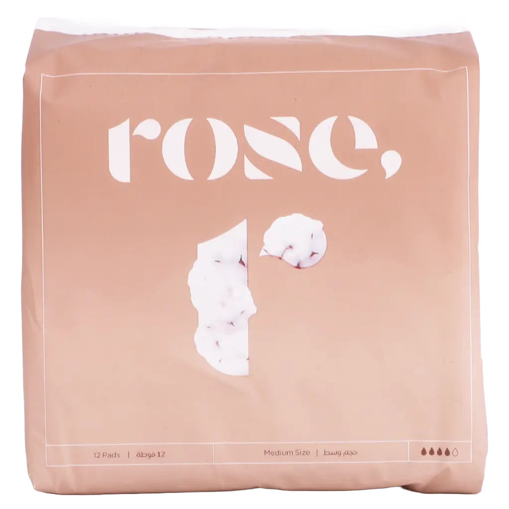 Rose Organic Medium Sanitary Pads Natural Cotton Superior Protection All Day 12 Pads - view 2