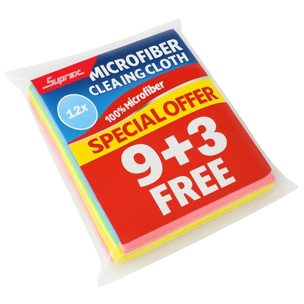 Suprex Microfiber Cleaning Cloth 9+3 Free 12 pcs