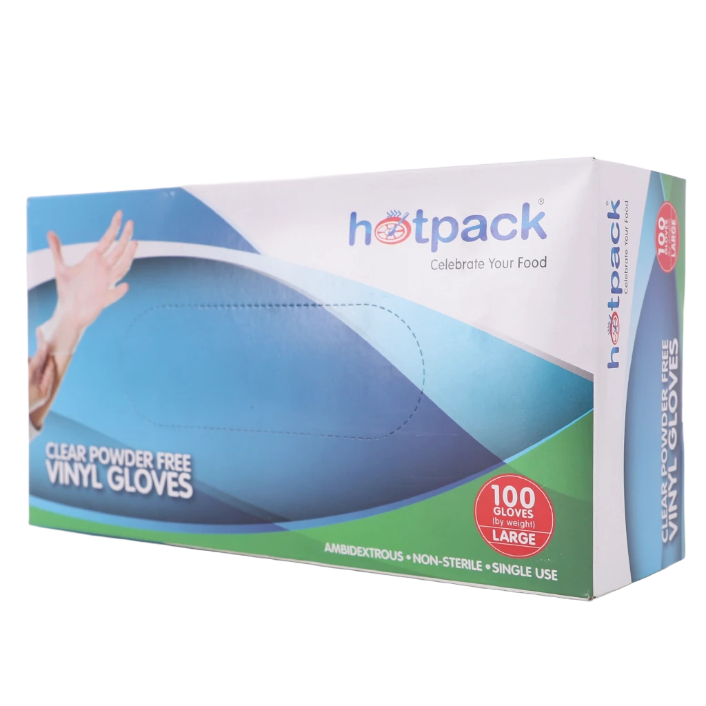 Hotpack Powder-Free Vinyl Gloves Large 100 Pcs