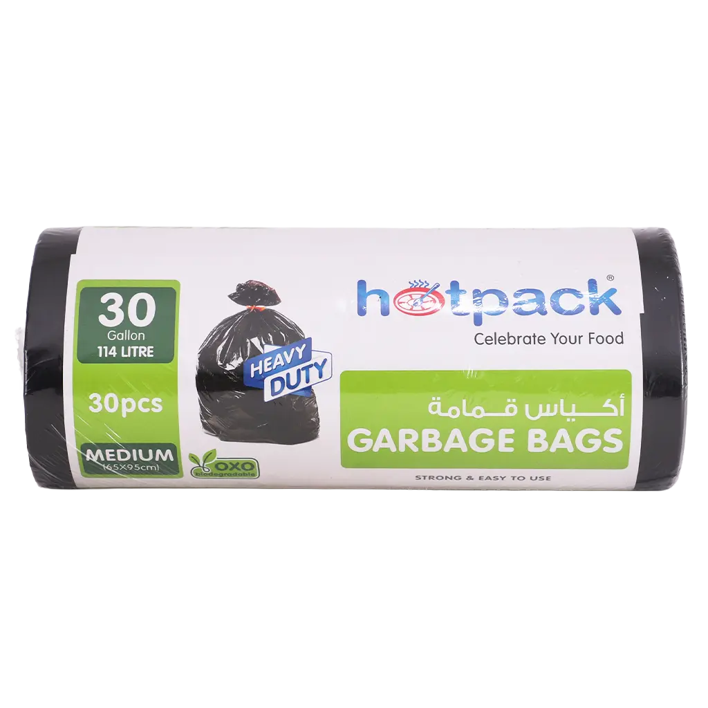 Hotpack Medium Heavy Duty Black Garbage Bags 65 x 95 cm 30 Gallons 30 pcs - view 2