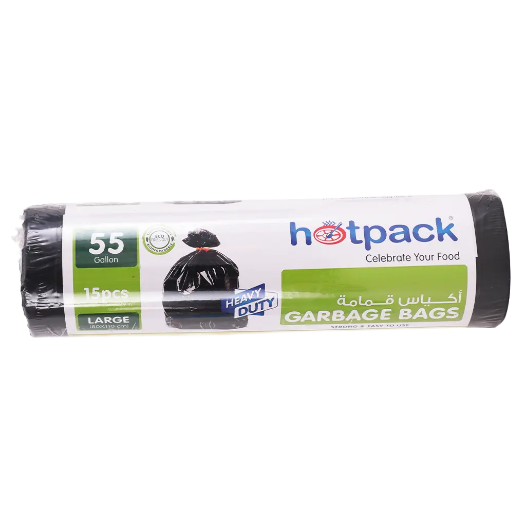 Hotpack Large Heavy Duty Black Garbage Bags 80 x 110 cm 55 Gallons 15 pcs - view 2
