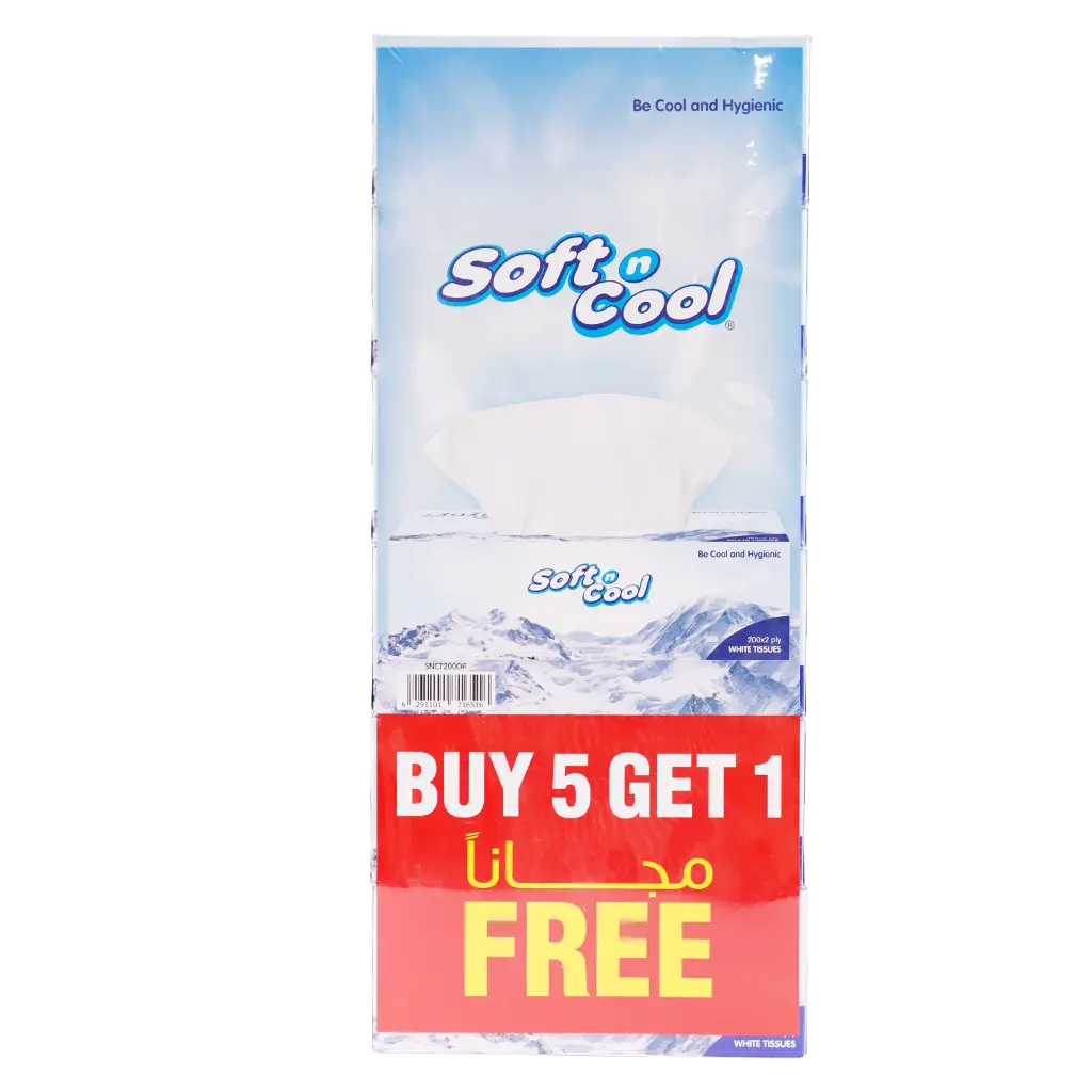 Soft n Cool Tissue 2 Ply 200 Pulls 5 Pcs + 1 Free Offer Pack - view 1