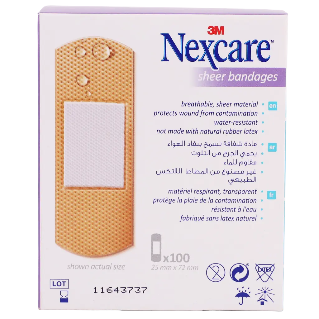 3M Nexcare Transparent Adhesive Waterproof Bandages 72×25 Mm 100 Pieces - view 3