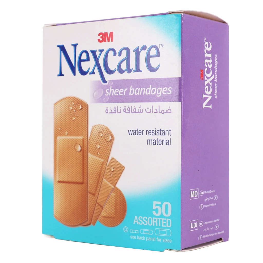 3M Nexcare Transparent Adhesive Waterproof Bandages  Assorted Sizes 50 Pieces
