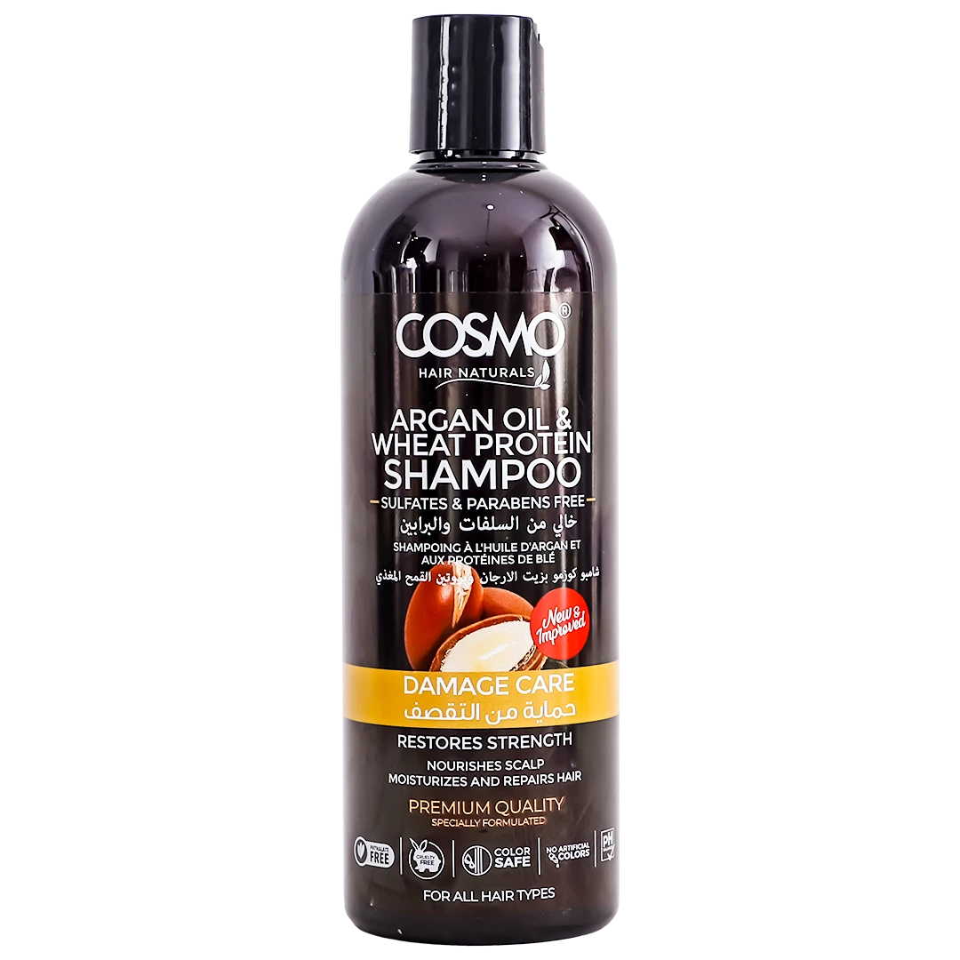 Cosmo Argan Oil Wheat Protein Damage care Shampoo Sulfate And Paraben Free 480 ml