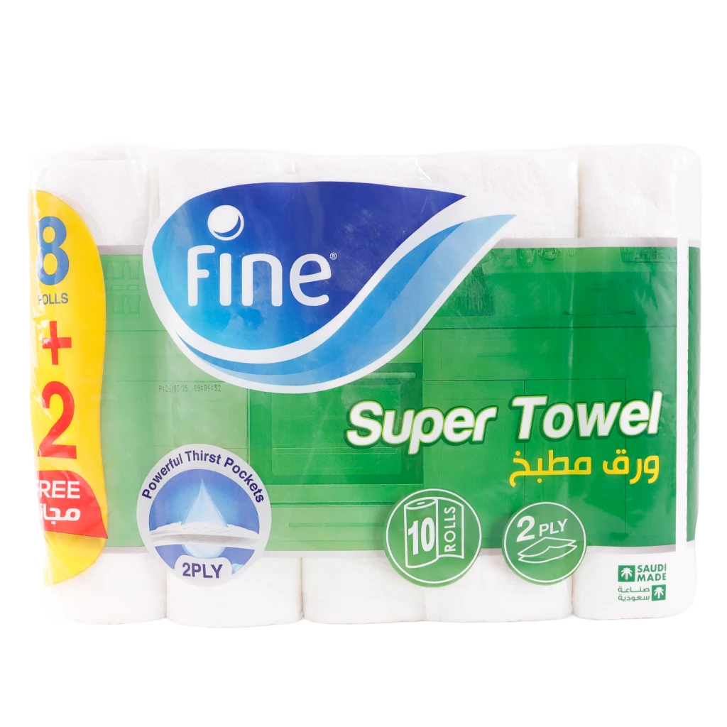 Fine Kitchen Paper Super Towel Tissue 40 sheets (8 Rolls +2 Free )