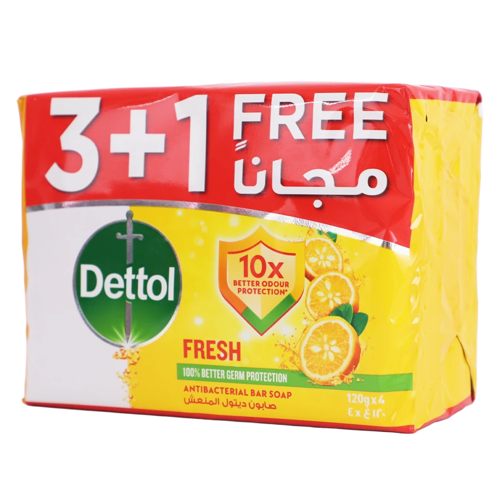 Dettol Fresh Bar Soap Citrus and Orange Blossom Scent 120 gm 4 pcs