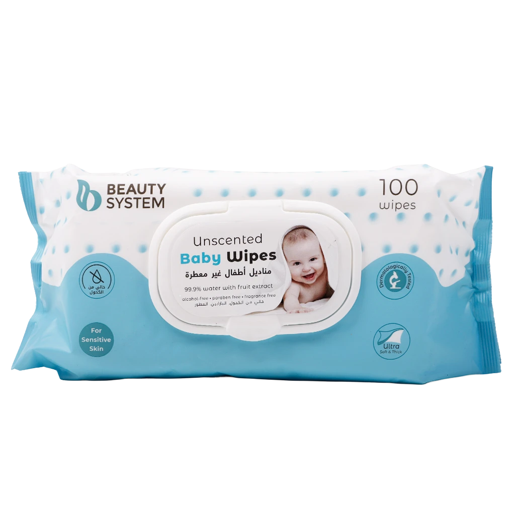 Beauty System Unscented Baby Wipes 100 Wipes