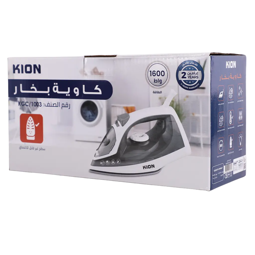 Kion Steam Iron 1600W 380Ml Ceramic Coating Soleplate & Swivel Cord & Self-Cleaning Function - view 2