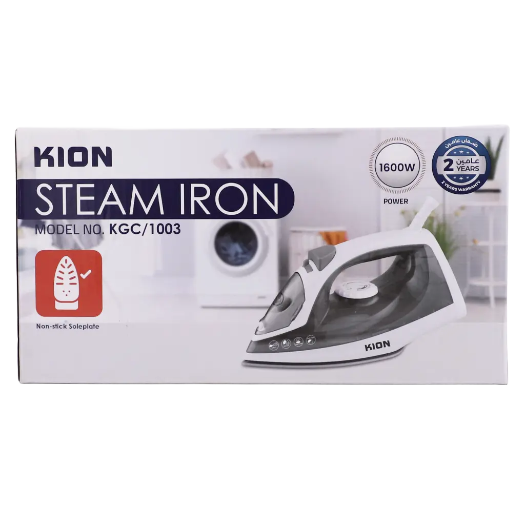 Kion Steam Iron 1600W 380Ml Ceramic Coating Soleplate & Swivel Cord & Self-Cleaning Function - view 4