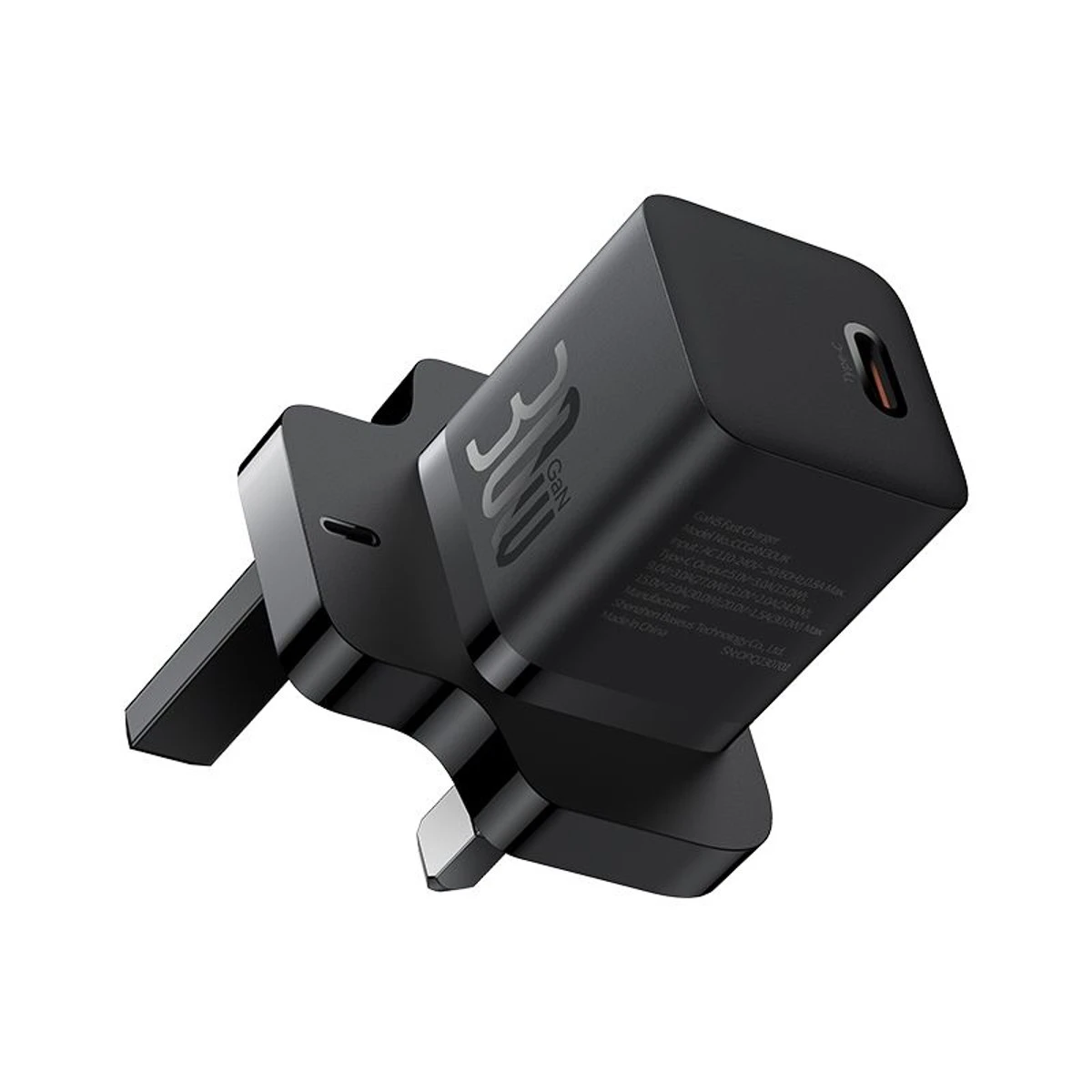  Baseus  GaN5 Fast Chargermini 1C 30W UK Cluster Black