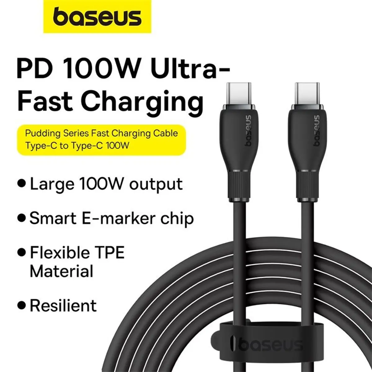  Baseus  Pudding Series Fast Charging Cable Type-C to Type-C 100W 1.2m Cluster Black - view 7
