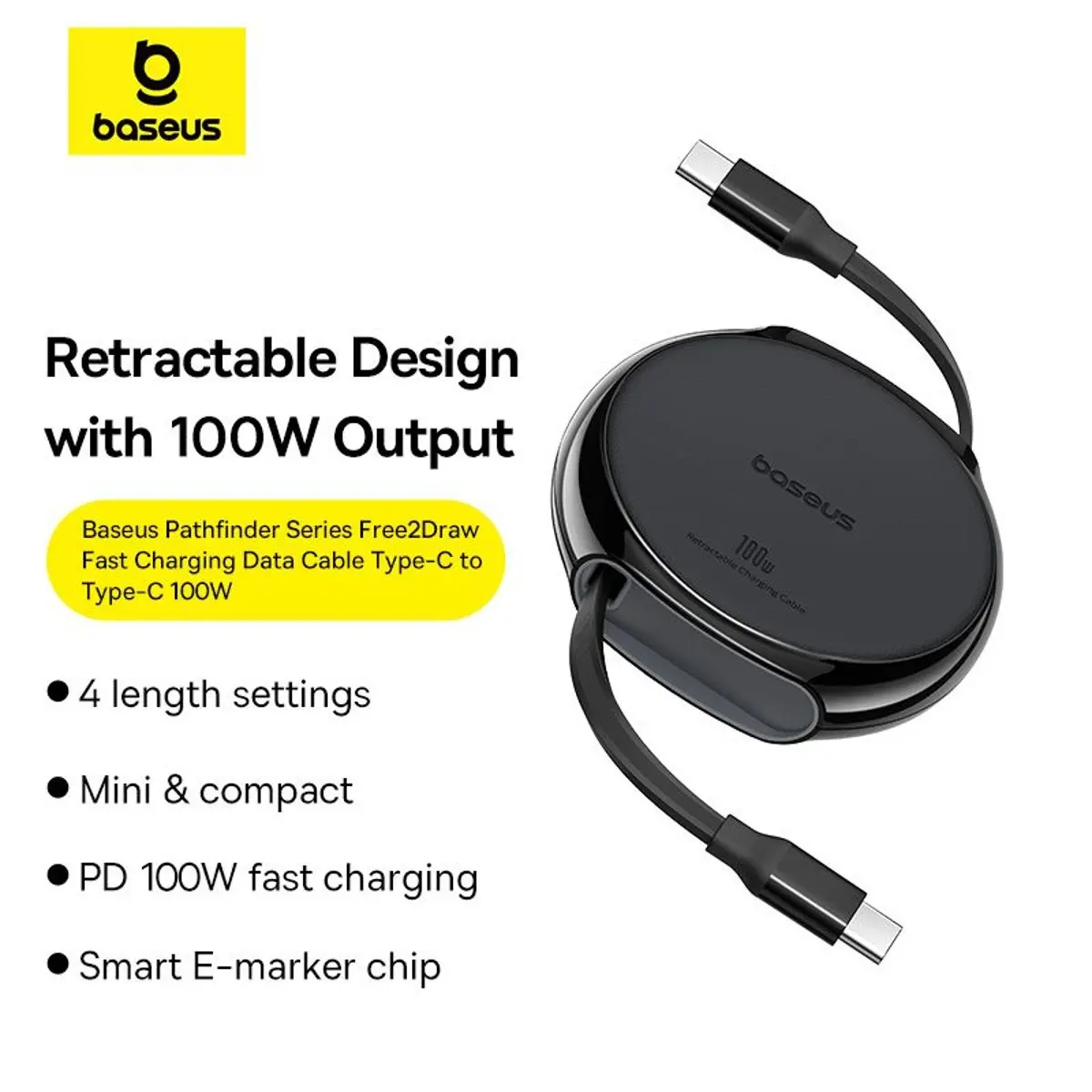  Baseus  Pathfinder Series Free2Draw Fast Charging Data Cable Type-C to Type-C 100W 1m Cluster Black - view 8