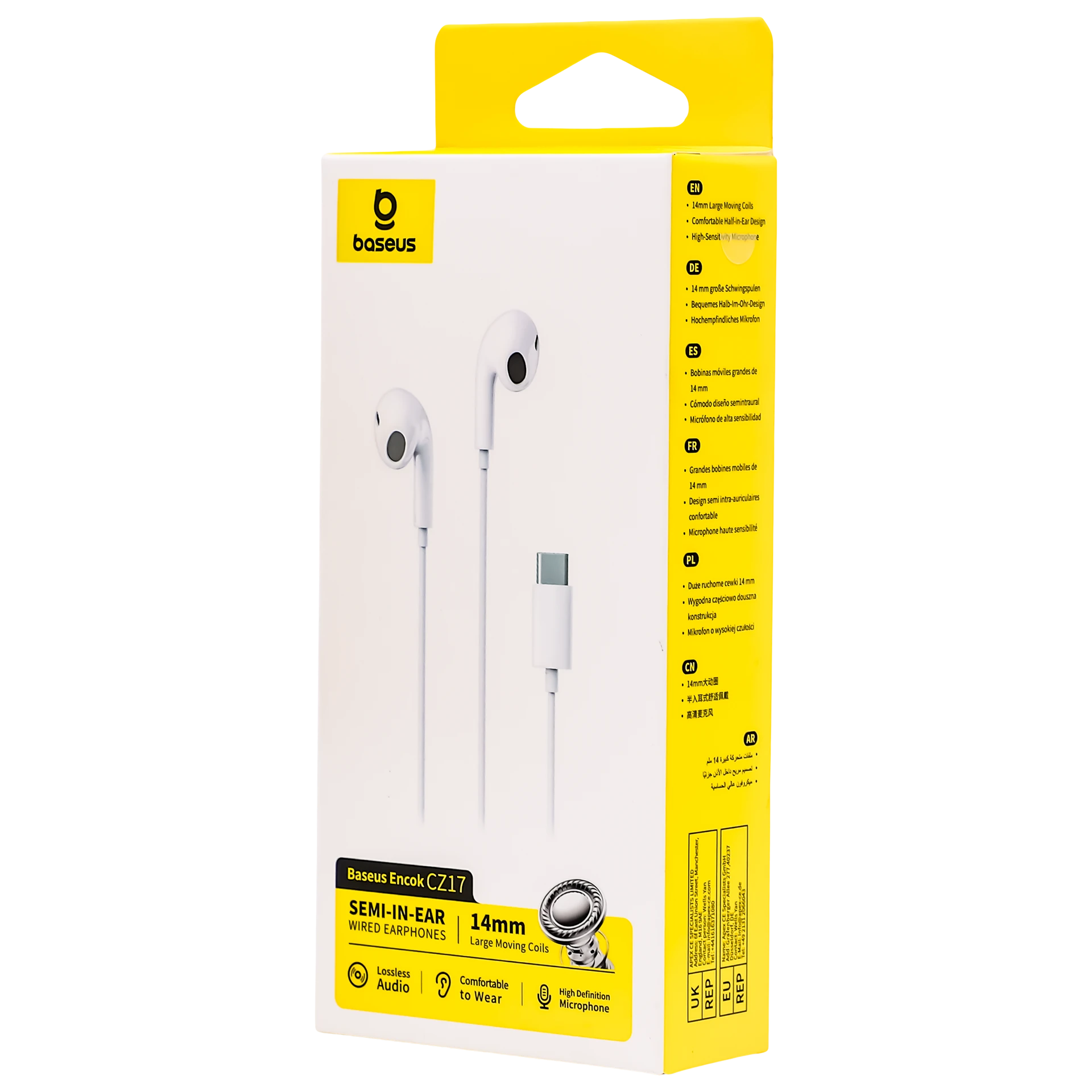  Baseus  Encok CZ17 Semi-In-Ear Wired Earphones Moon White