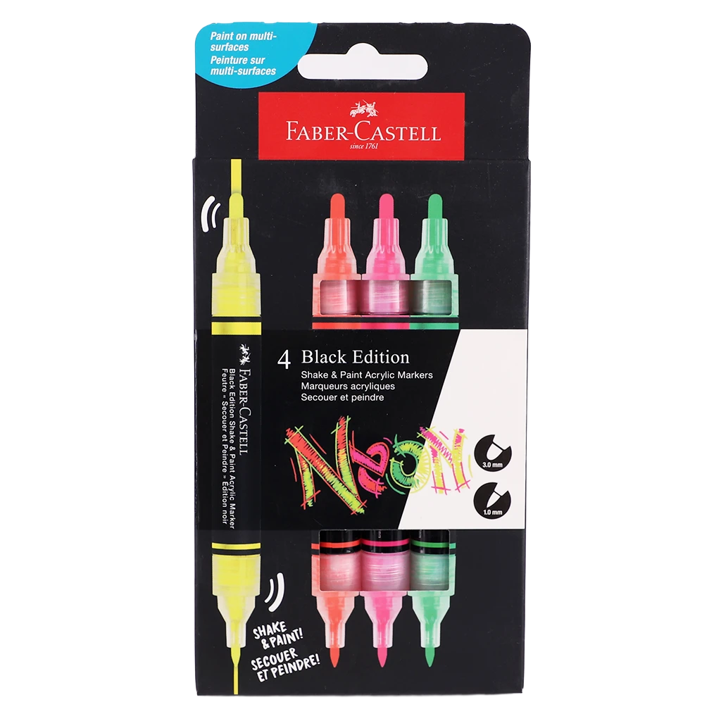 Faber Castell Be Shake&Paint Acrylic Markers Set Of 4 Neon