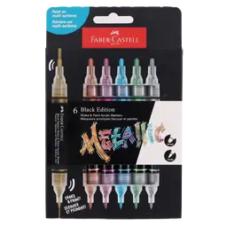 Faber Castell Shake&Paint Acrylic Markers Set Of 6 Metallic