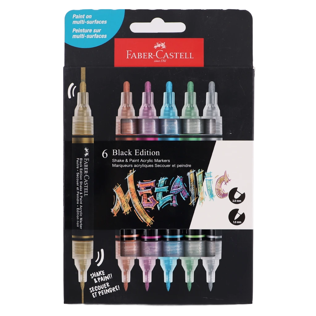 Faber Castell Shake&Paint Acrylic Markers Set Of 6 Metallic