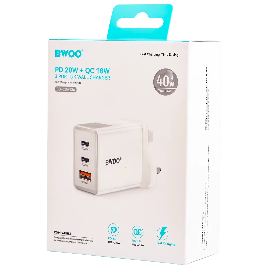 Bwoo Pdwall Charger3 Port 2 Type-C Ports + Usb Qc3 40 W - view 2