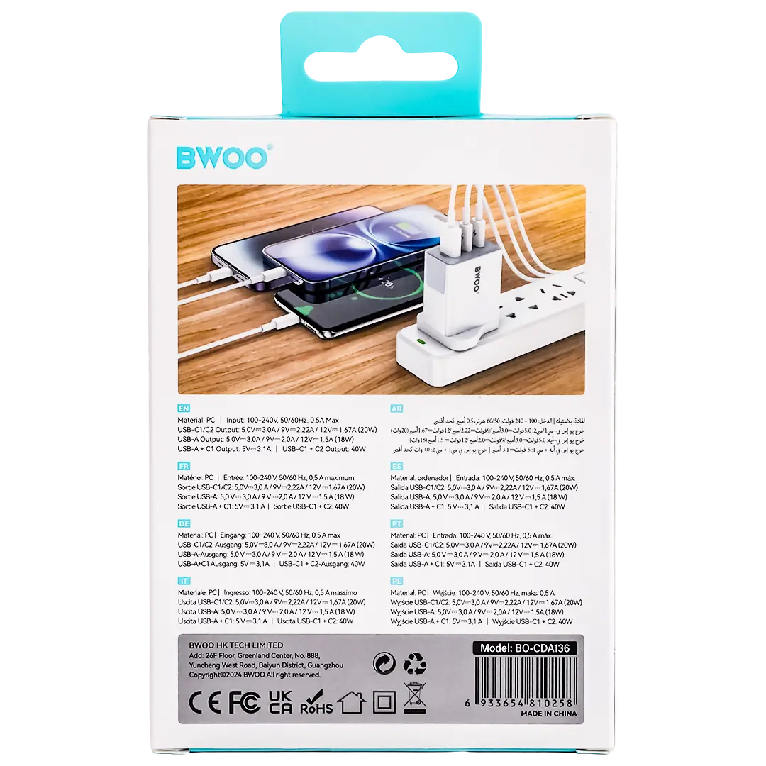 Bwoo Pdwall Charger3 Port 2 Type-C Ports + Usb Qc3 40 W - view 4