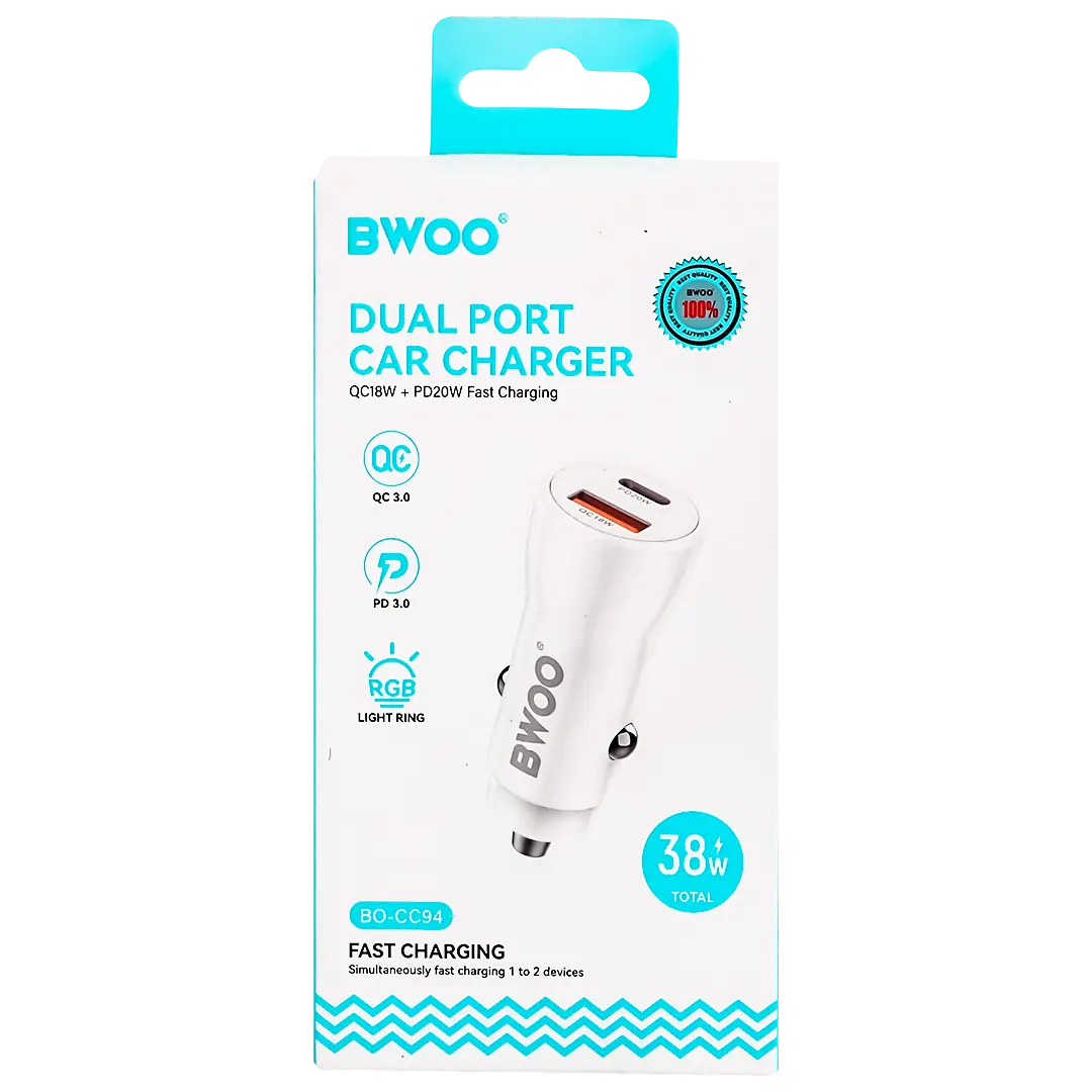 Bwoo Car Charger Fast Charging Pd38 W Dual Port Usb C - view 3