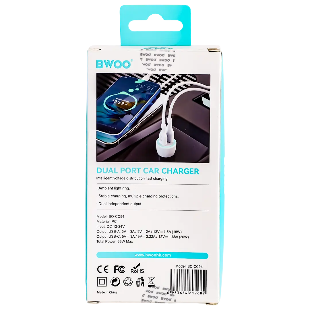 Bwoo Car Charger Fast Charging Pd38 W Dual Port Usb C - view 4