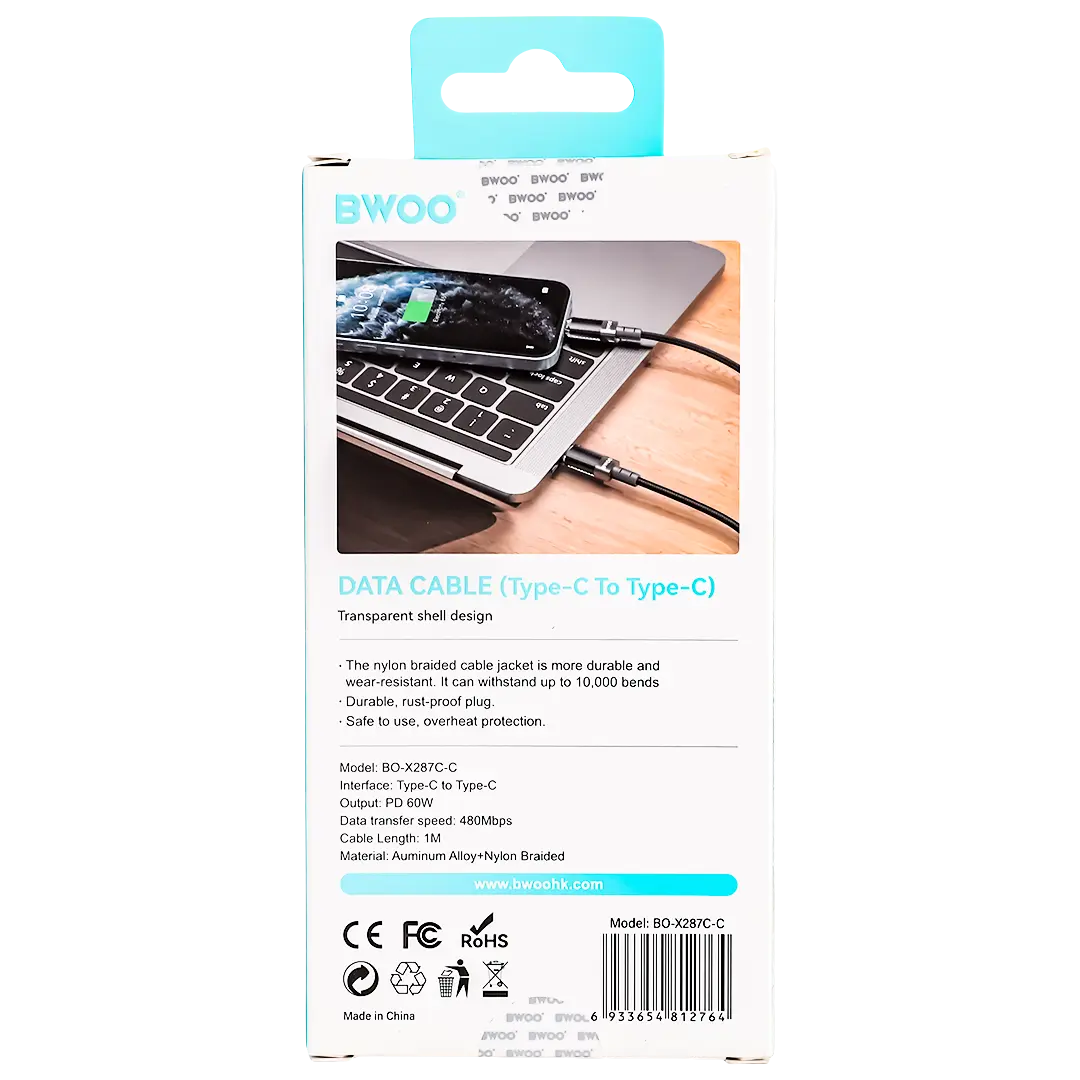 Bwoo Usb Cto C Cable 1M Braided 60W Sync And Charging - view 4
