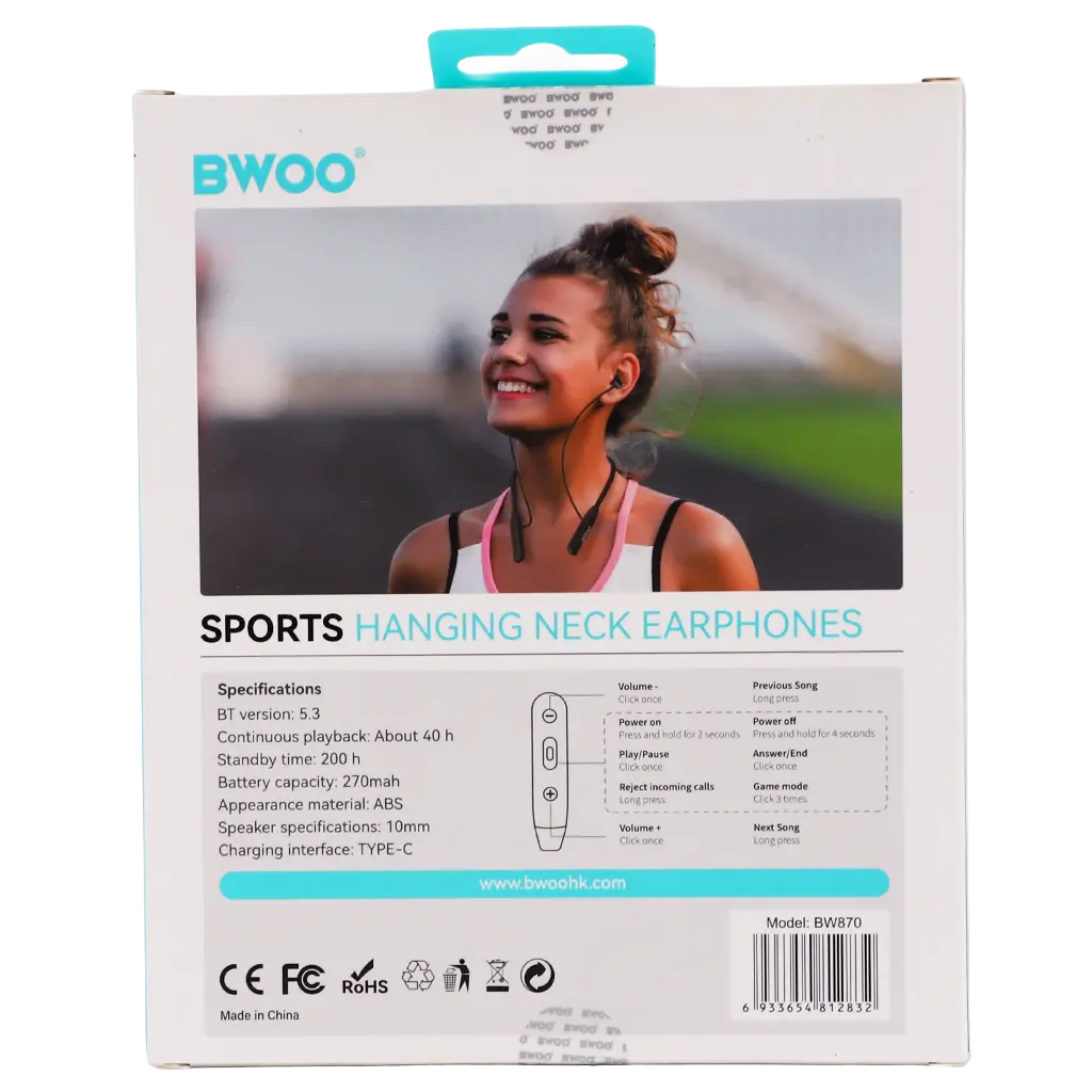 Bwoo Wireless Bluetooth Neckband Headphones 40 Hours Playtime - view 3