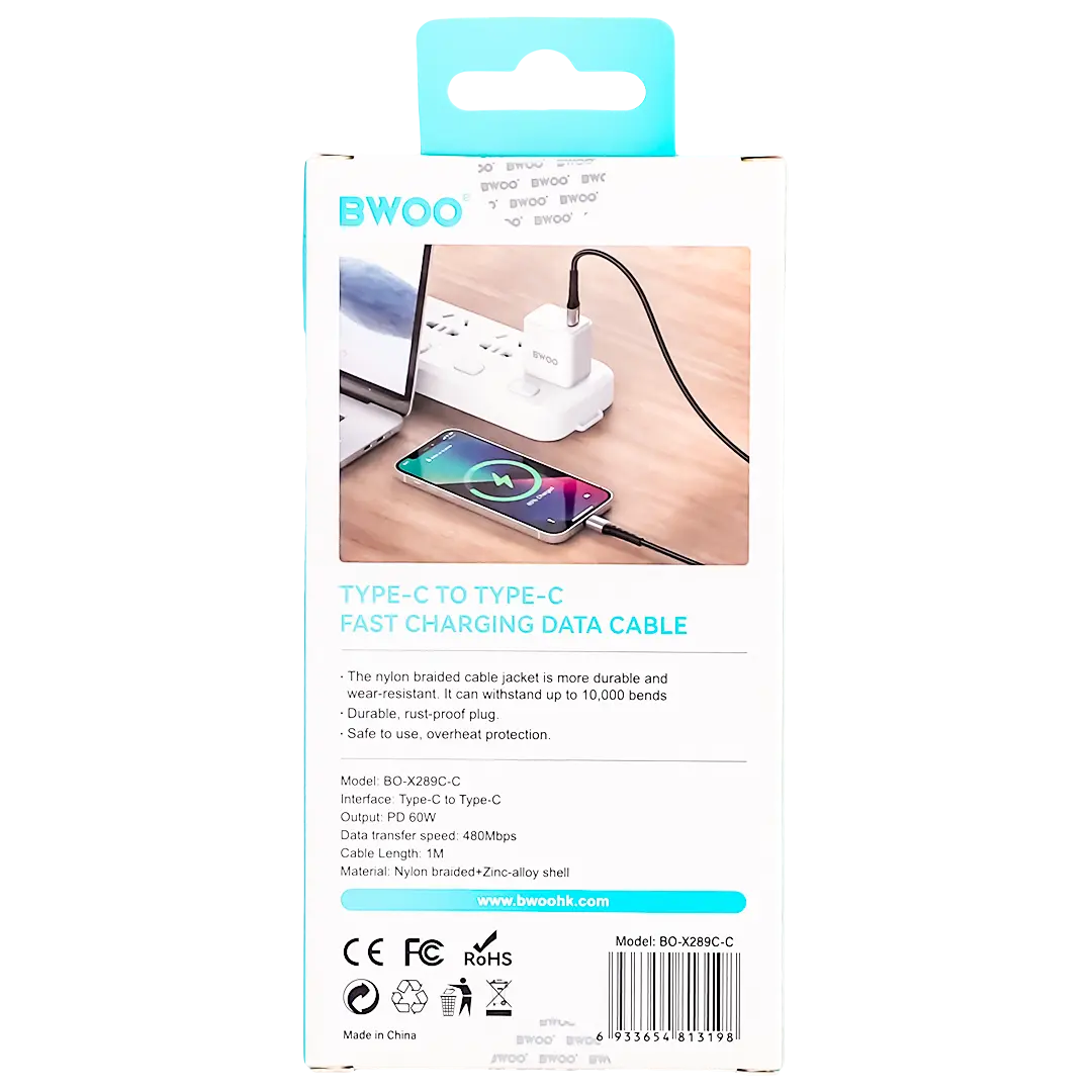 BWOO USB C to C Cable 1M Braided 60 W - view 4
