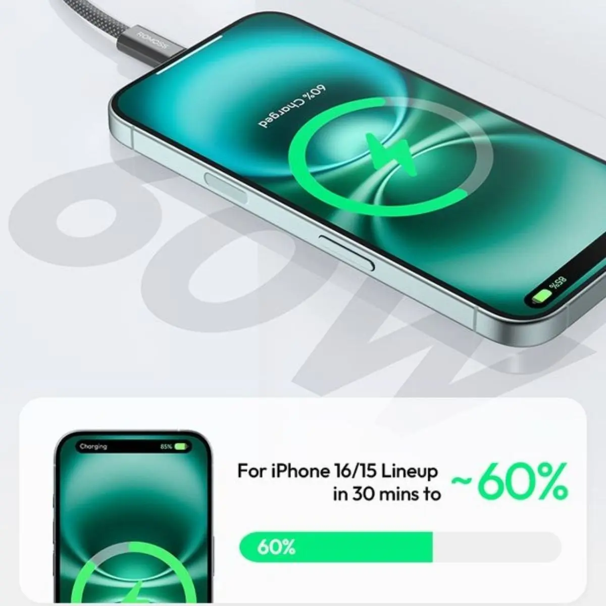 Romoss Charging Cable 1 M Type C  Type C Grey - view 4