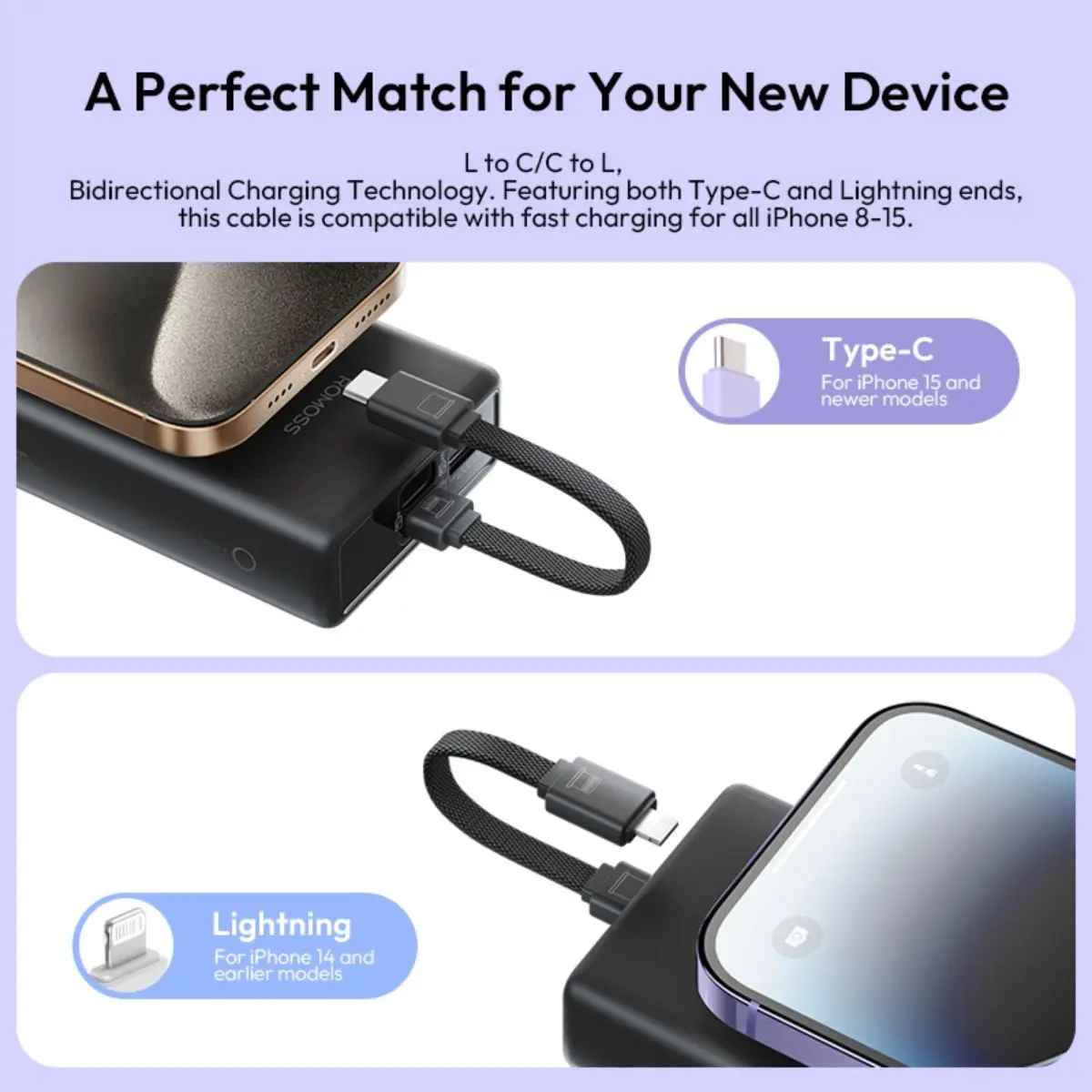 Romoss Power Bank 10000 mAh With Dual Side Cable And Digital Screen - view 8