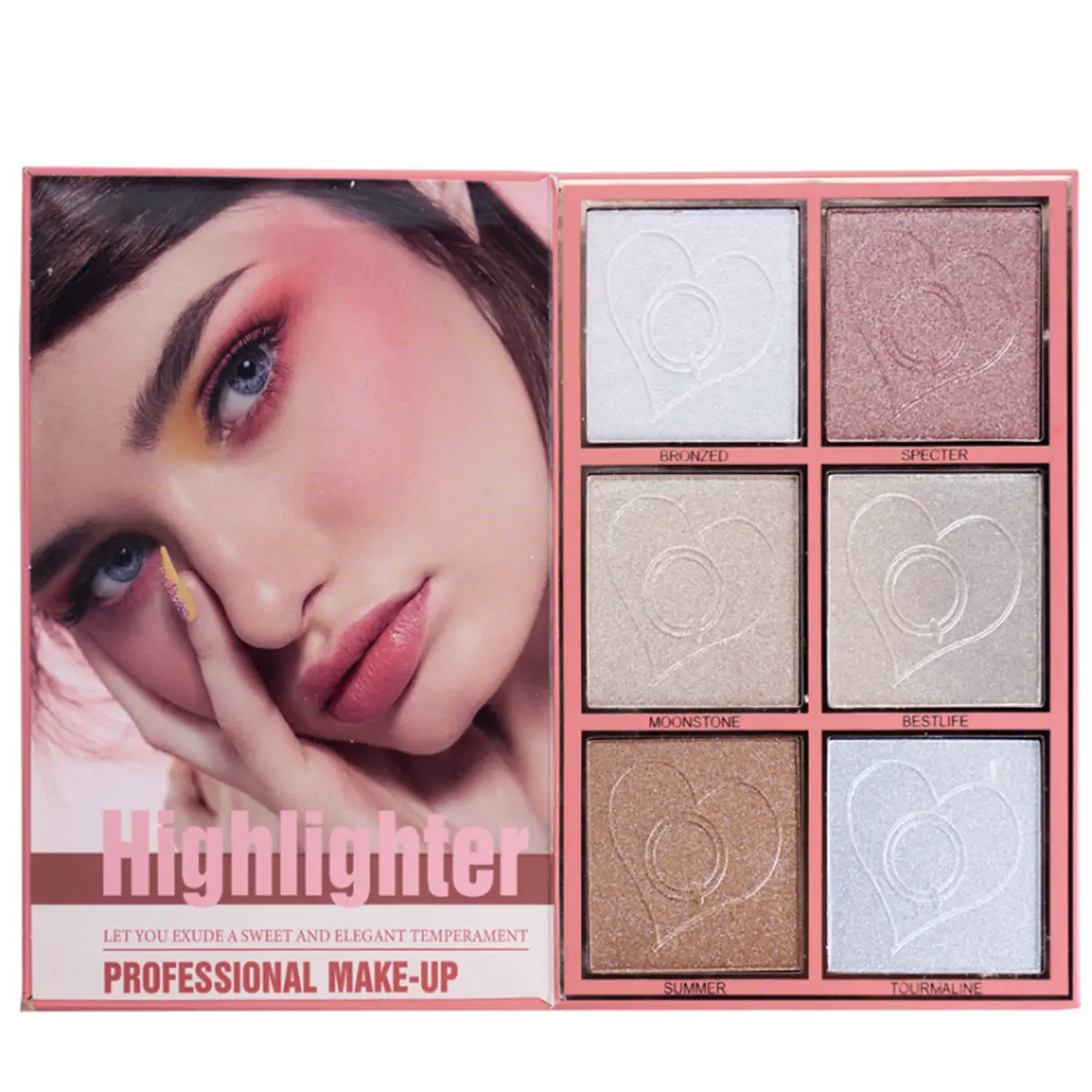 Christine 3 In 1 Palette Notebook Shape Eye Shadow - Highlighter - Blush - view 3