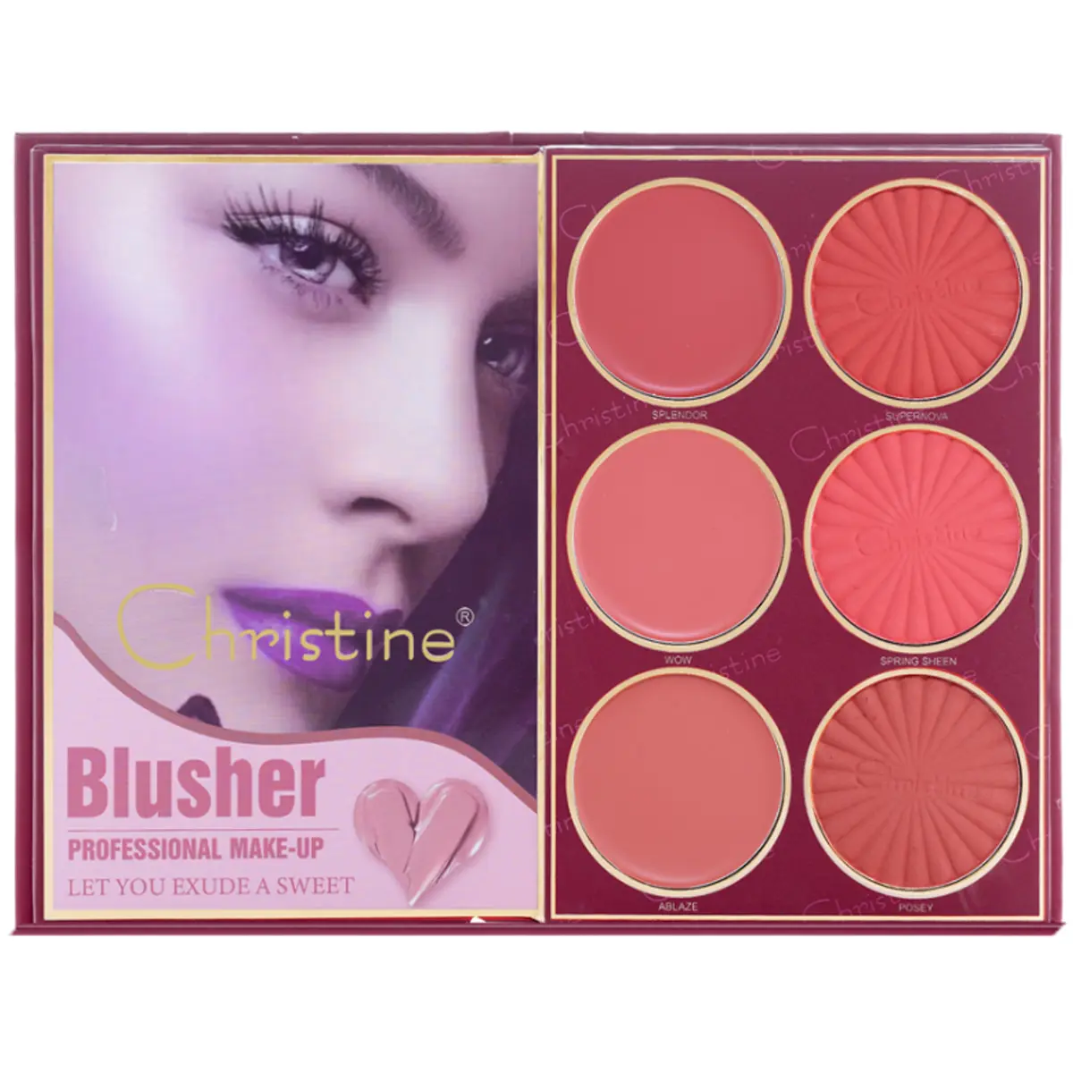 Christine 4 In 1 Palette Notebook Shape Eye Shadow - Highlighter - Blush - Contour - view 2