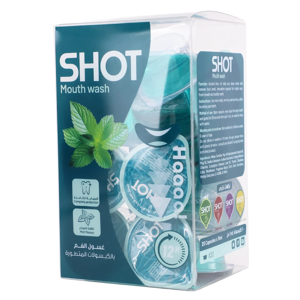 Shot Capsule Mouthwash mint 20 Capsules 15 ml