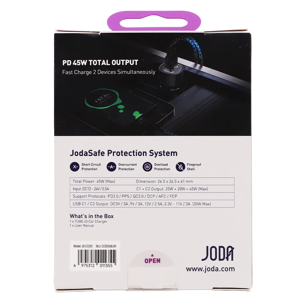 Joda Usb-C 2-Port Car Charger Black 45W - view 4