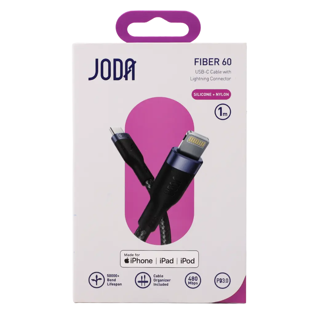 Joda Cable Typec To Lightning Nylon Braided  Black 60W  1M - view 3