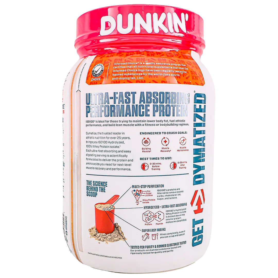 Dymatize Iso 100 Protein Powder Dunkin Mocha Latte Flavour 660 gm - view 3