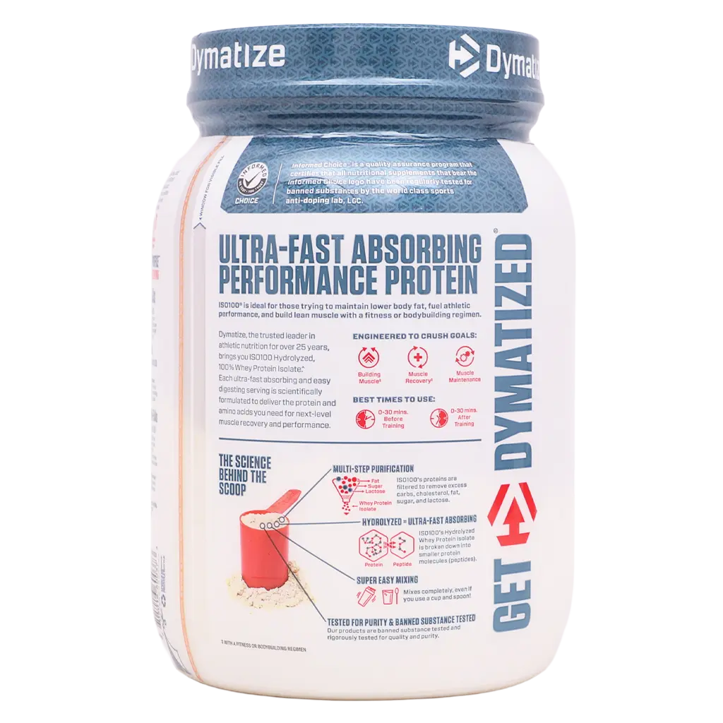Dymatize Iso 100 Protein Powder Strawberry Flavour 610 gm - view 3