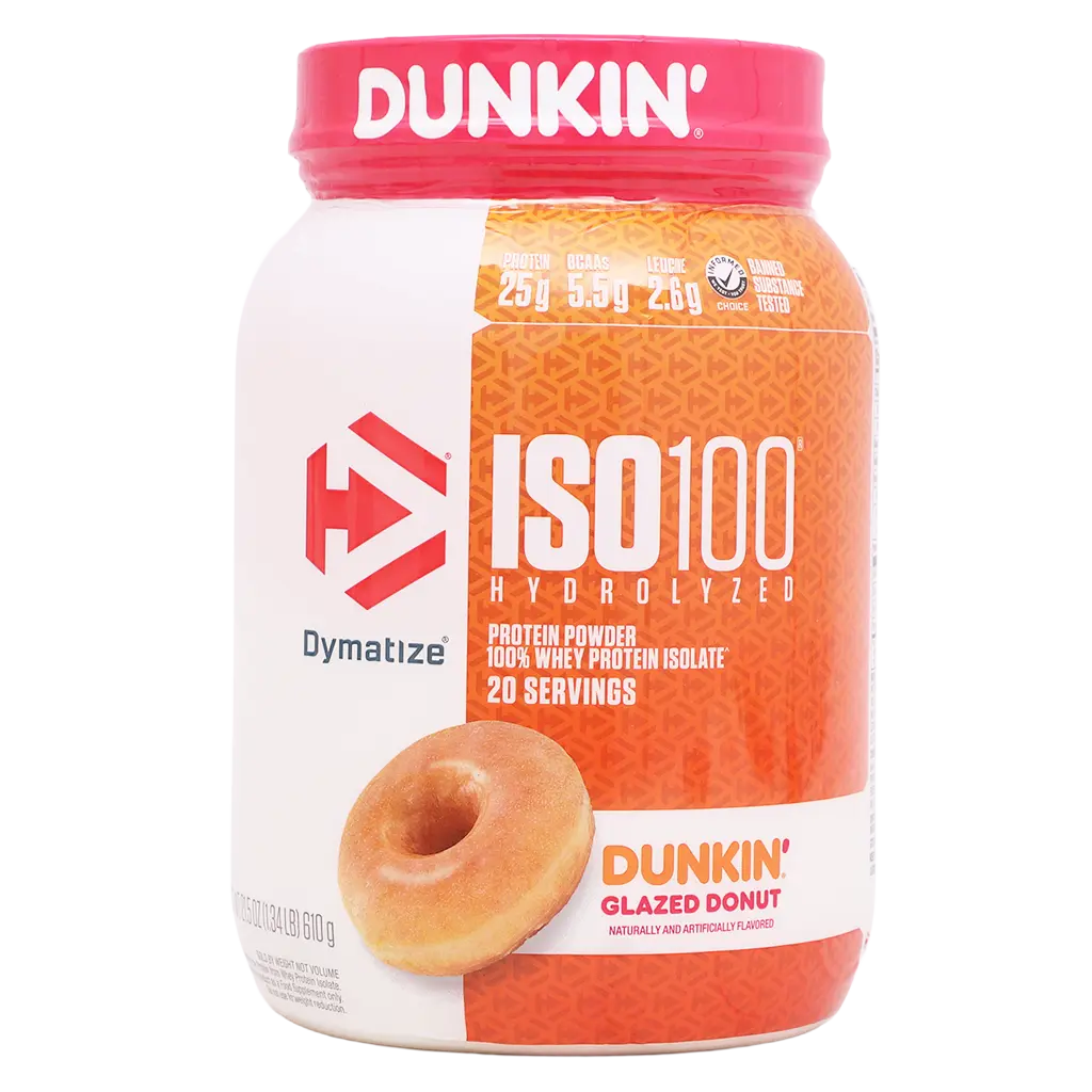 Dymatize Iso100 Protein Powder Dunkin' Glazed Donut Flavor 610 gm - view 1