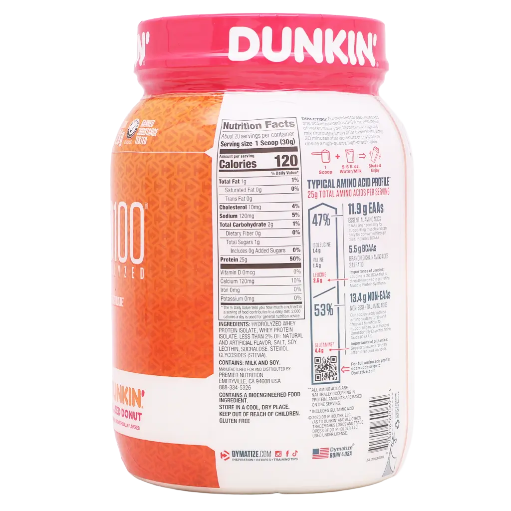 Dymatize Iso100 Protein Powder Dunkin' Glazed Donut Flavor 610 gm - view 3