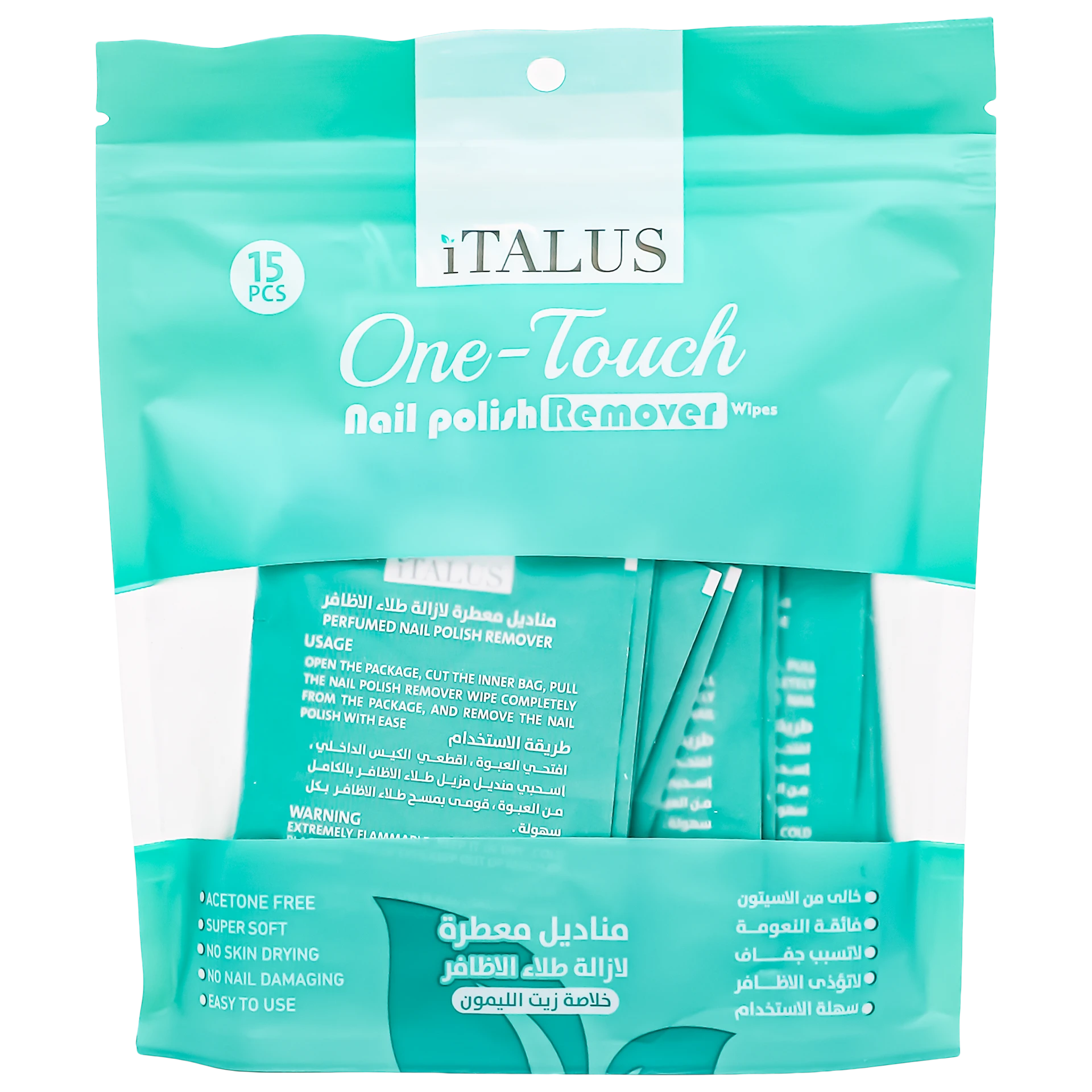 Italus One Touch Nail Polish Remover Bag 15 Pcs 