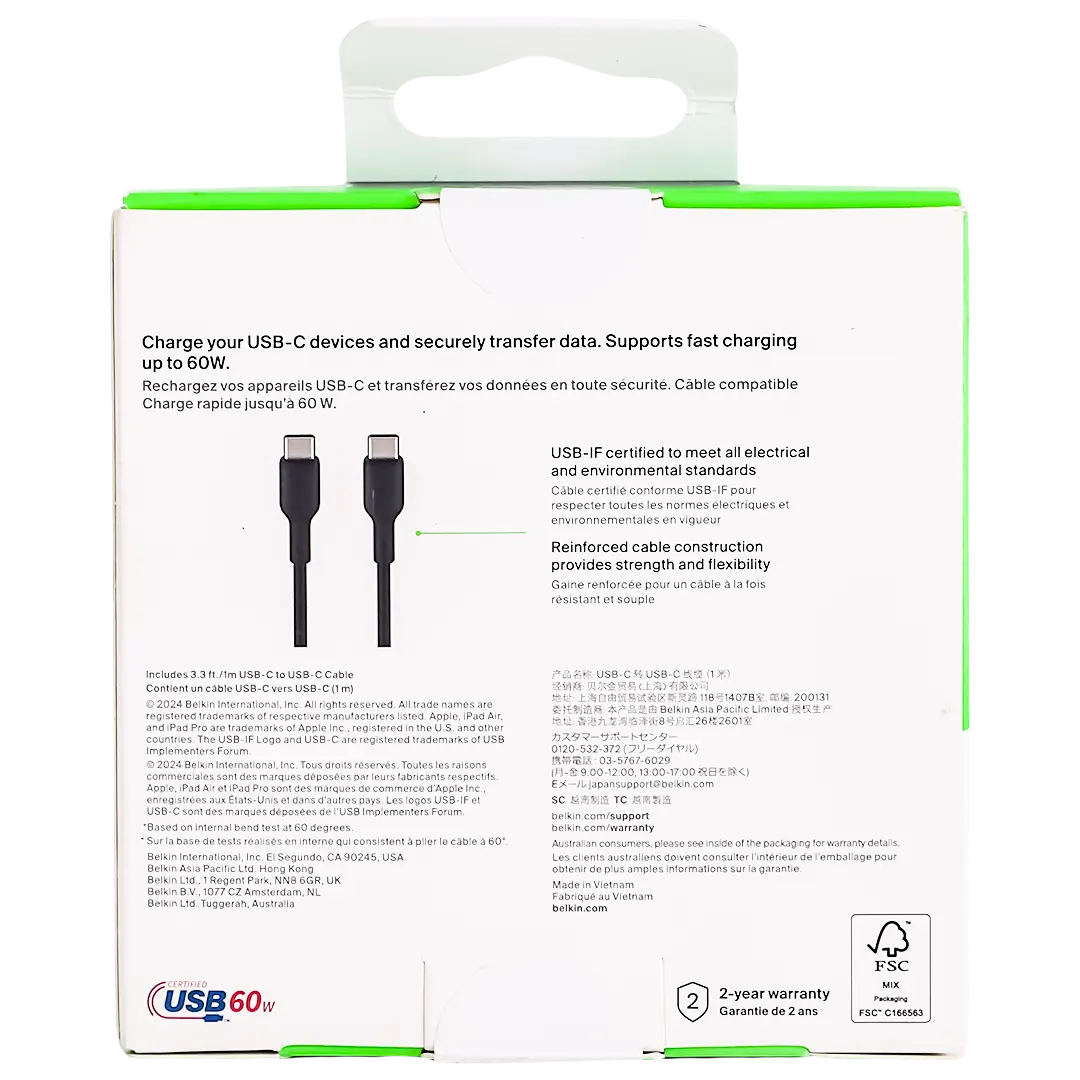 Belkin boostcharge usb c to usb c cable 1m black 60w black - view 4