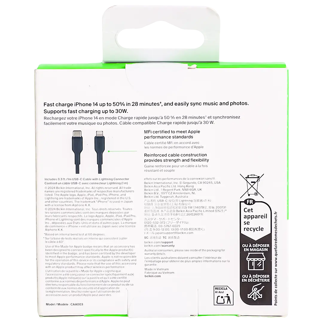Belkin boost charge lightning to usb c cable 1m black - view 4