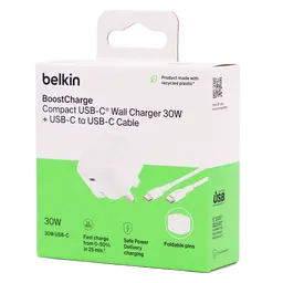 Belkin  Wall Charger  Cable USB-C To USB-C 30W  White