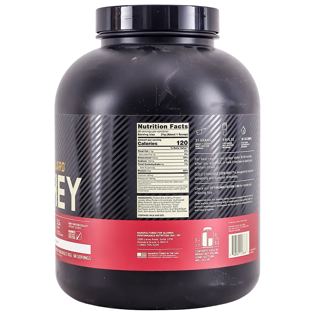Optimum Gold Standard 100% Whey Cookies and Cream flavour 2.27kg - view 2