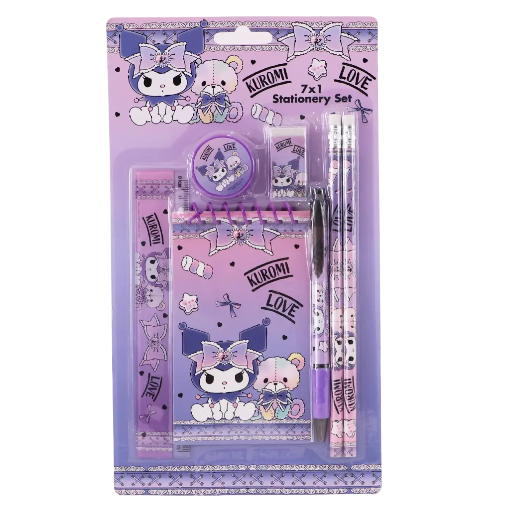 Kuromi Set Stationery 7 In 1  Purple   - view 1