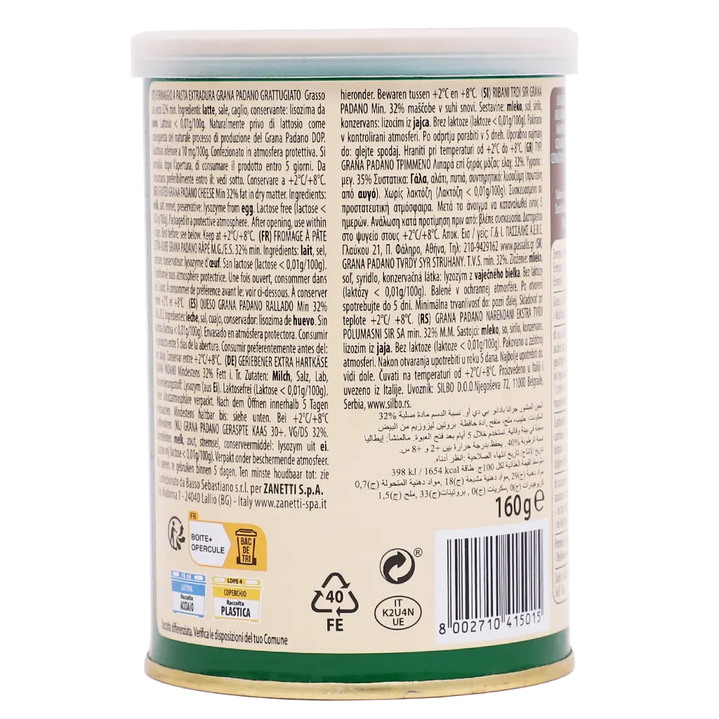 Zanetti Grana Padano Grated Cheese 160 gm - view 3